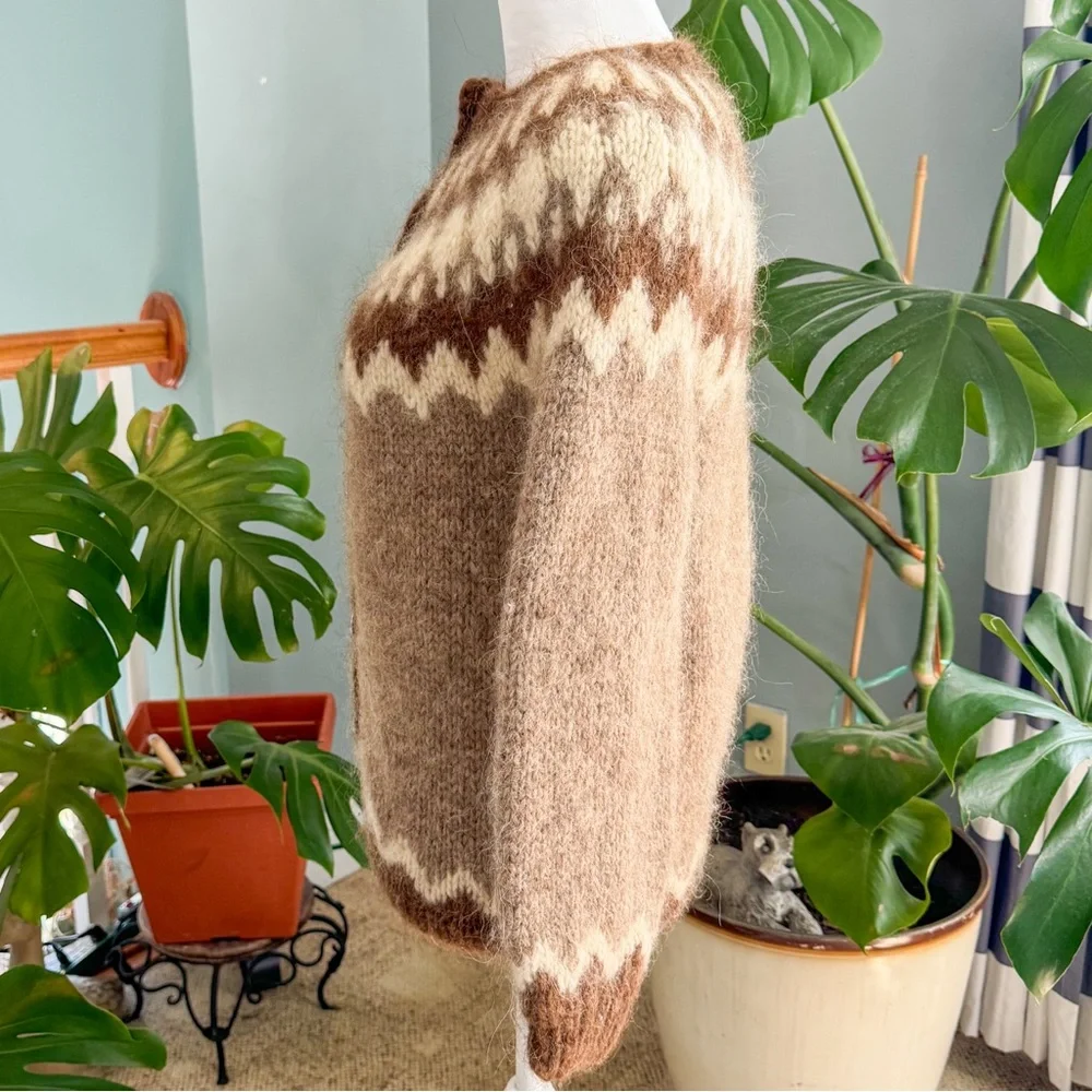 Cozy Brown and Cream Icelandic Women's Sweater - Picture 3 of 8